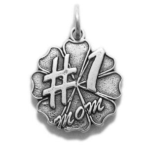 LOVELY "#1 MOM" FLOWER PETAL CHARM IN STERLING SILVER